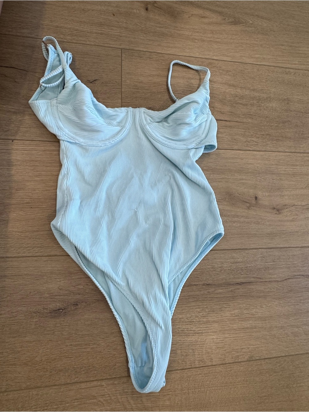 Sarah’s Day Light Blue Ribbed One-Piece Swimsuit